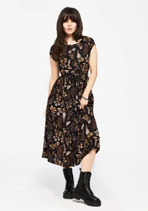 Luthien Crinkle Printed Button Up Midi Dress Season Flow Fresh Shore