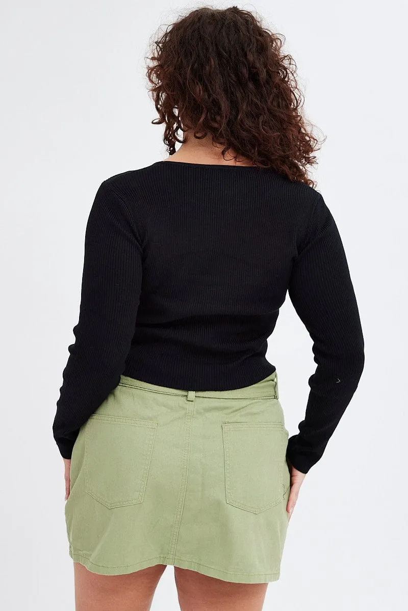 Cruise Attire Green Mini Skirt Cargo Belt Cotton Drill