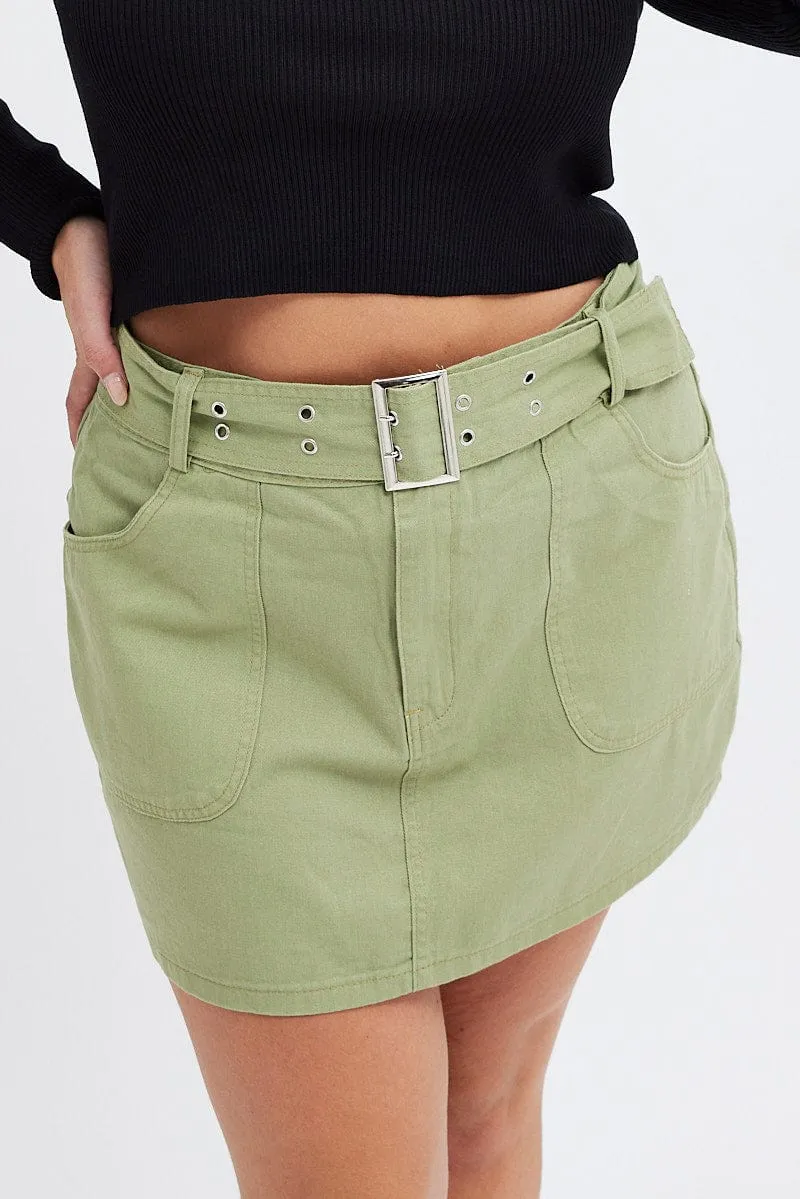 Breezy Outfit Mood Outfitboard Green Mini Skirt Cargo Belt Cotton Drill