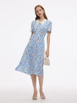Bold Dresser 19MM Mulberry Silk Floral Print Women Midi Dress
