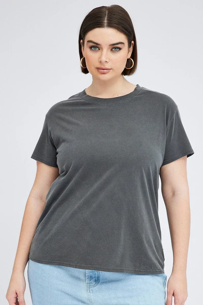 Black T-shirt Short Sleeve Crew Neck Washed Perfect Layer Limited Edition