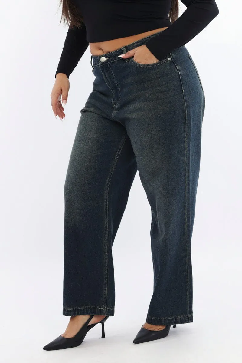 General Option Work Ready Lightweight Textured Denim Baggy Jeans High rise