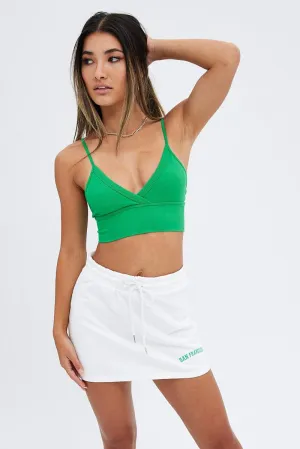 White Mini Skirt Mid Rise Fleece San Francisco Graphic Fresh Aesthetic Tear Resistant Material
