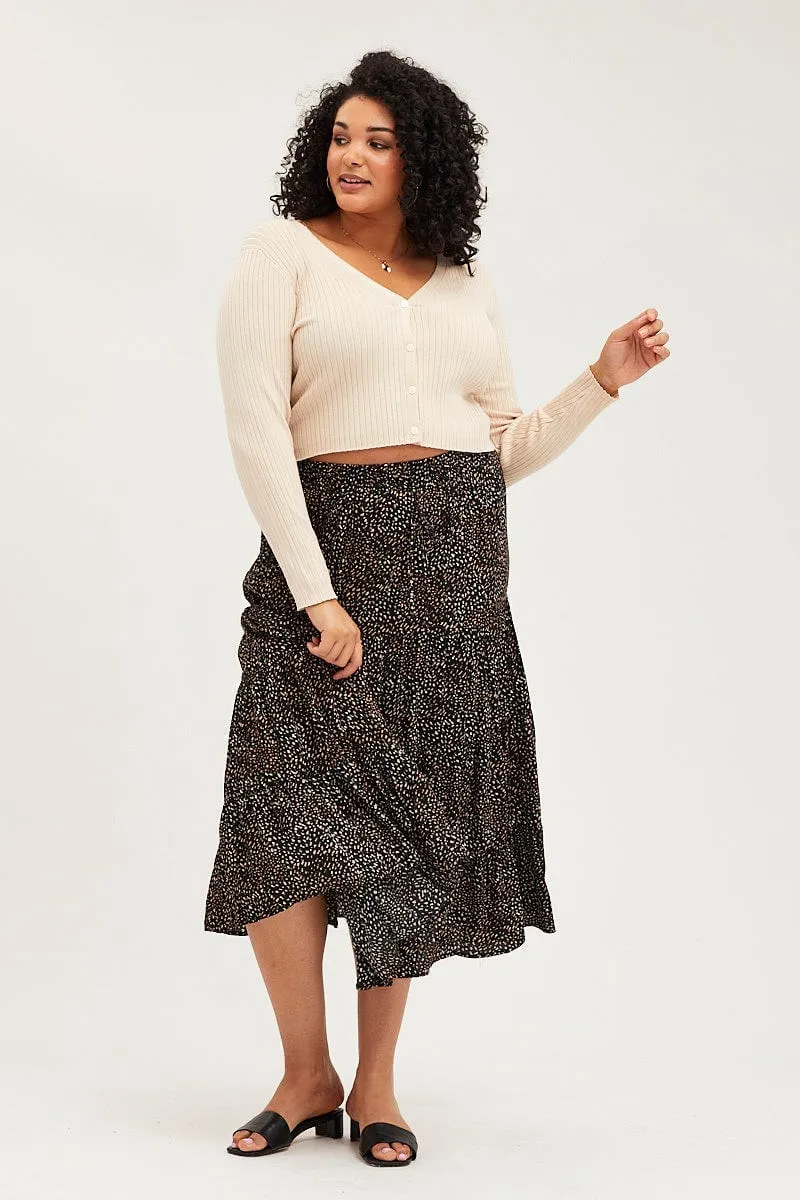 Everyday Wear Smart Design Animal Print Maxi Skirt Elastic Waist