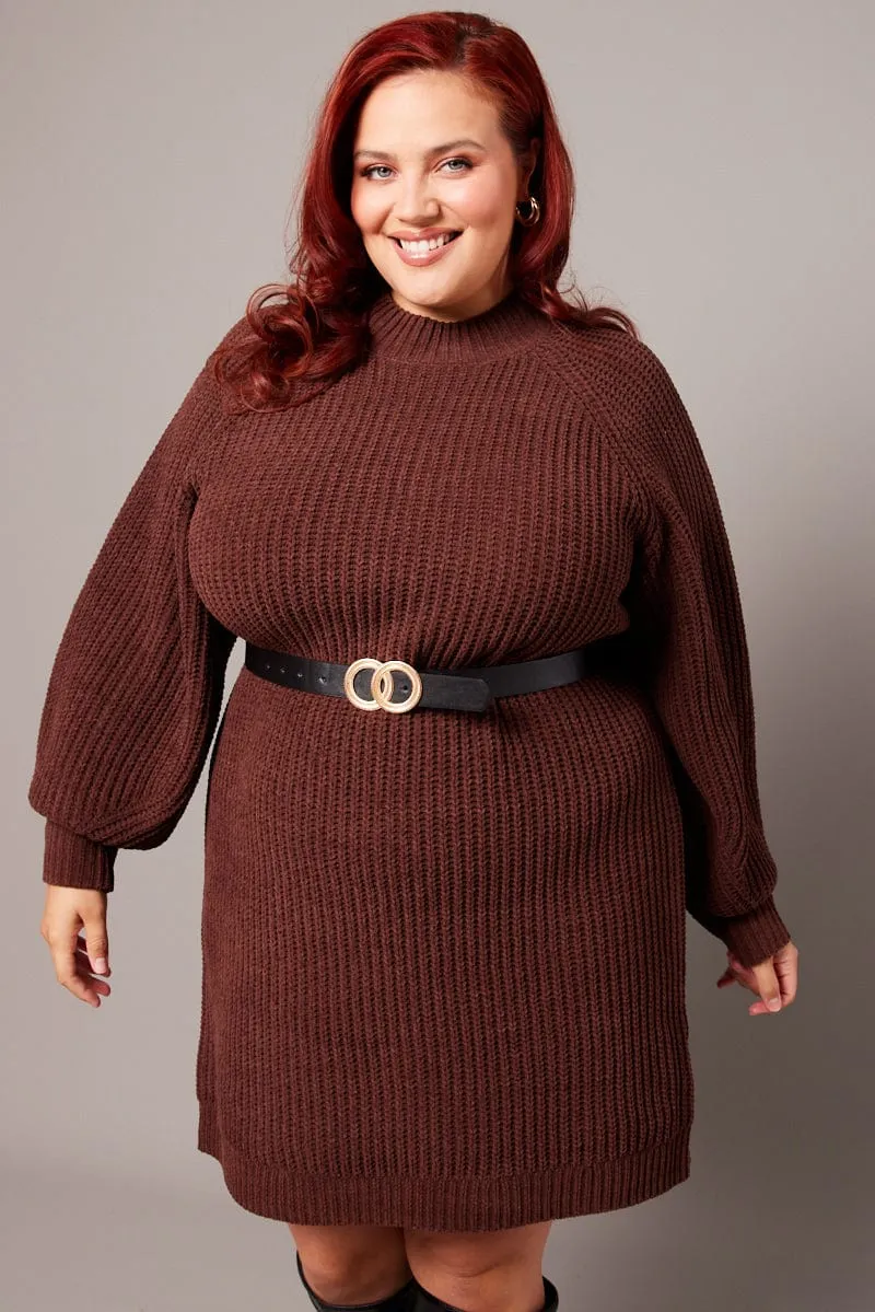 product couple intimacy Brown Chenille Sweater Minidress