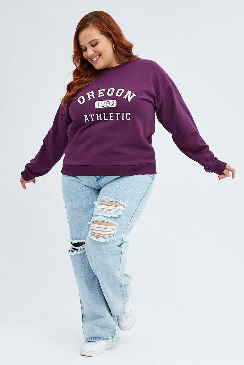 Purple Cropped Sweater Portland Embroidery product dancing suitable rhythm Fashion Layer