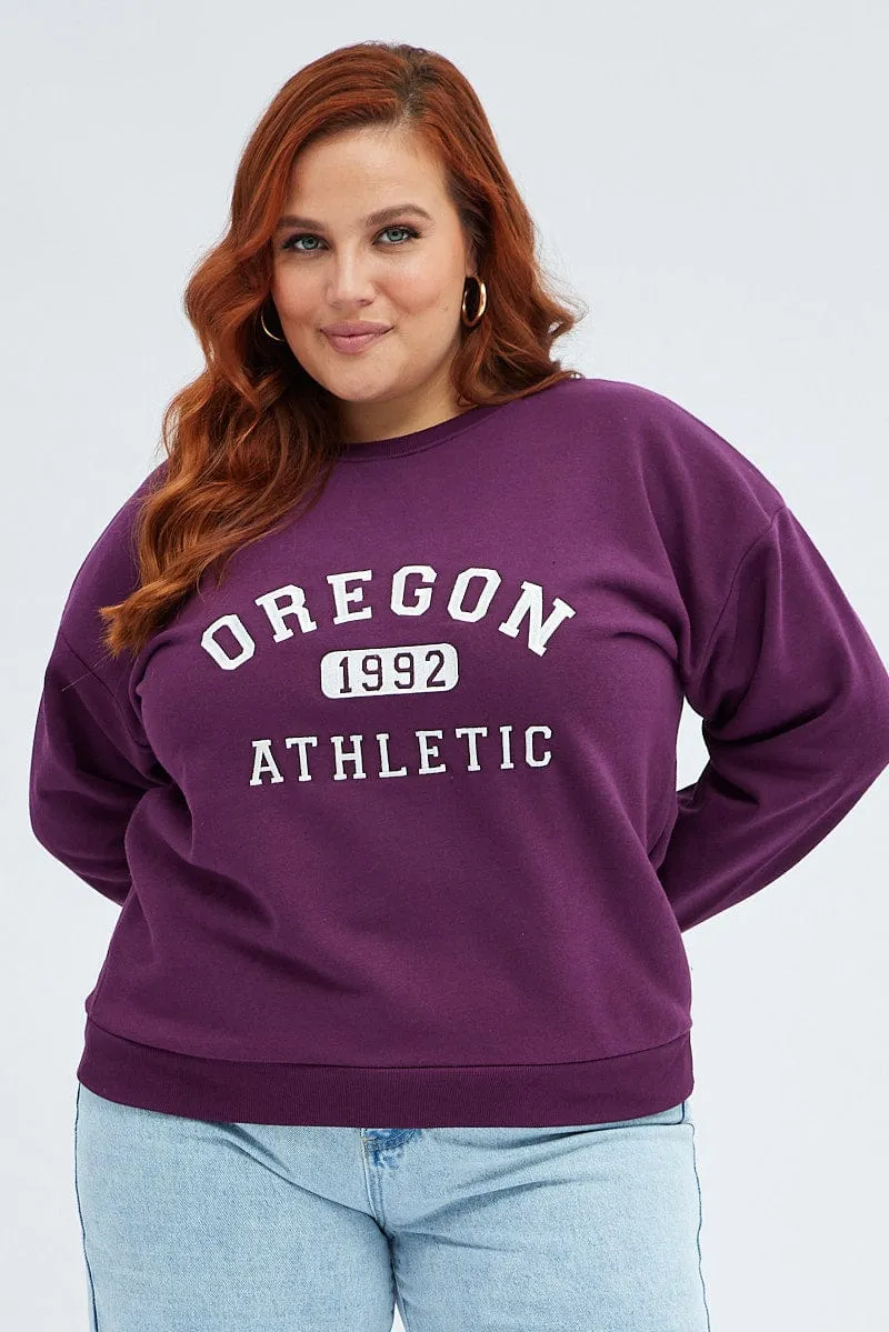 Purple Cropped Sweater Portland Embroidery Trendy Layered Chic Layer