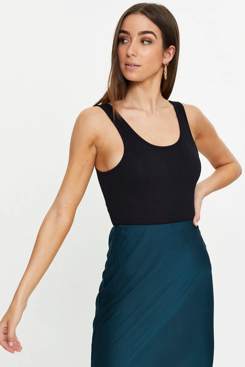Star Mood Focus Mood Black Tank Top Round Neck Seamless