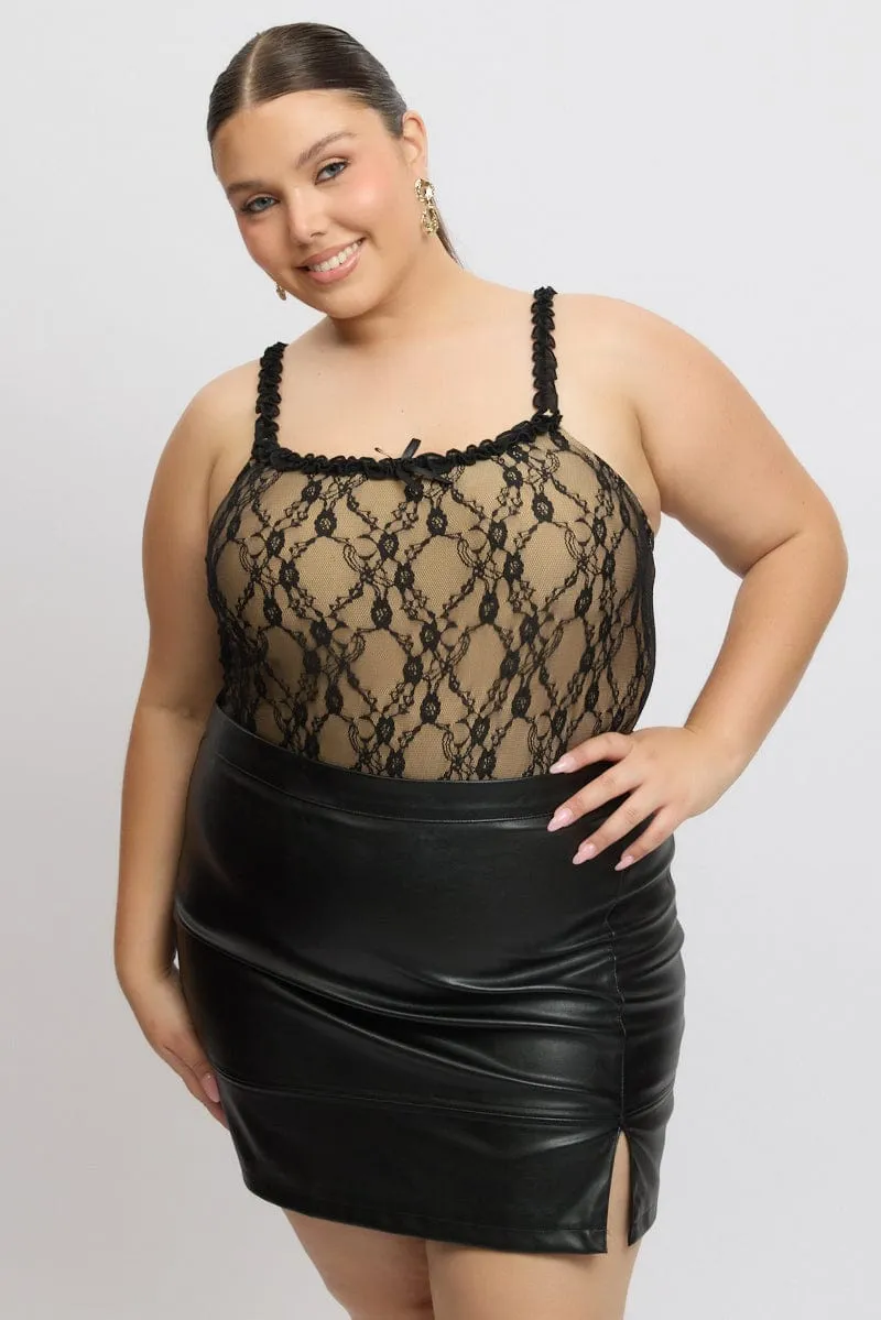 Smart Skirt Black Bodysuit Lace