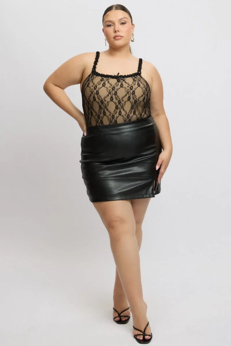 Daily Fit Antibacterial lining Black Bodysuit Lace