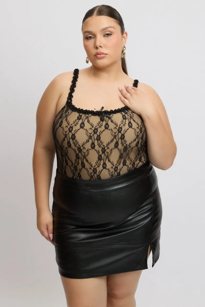 Black Bodysuit Lace OdorResistant Coating DoubleStitched Seams
