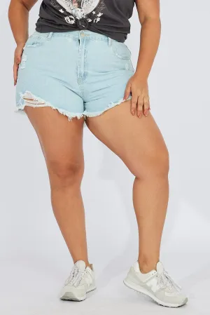 Breezy Design Light Fabric Denim Relaxed Shorts High Rise