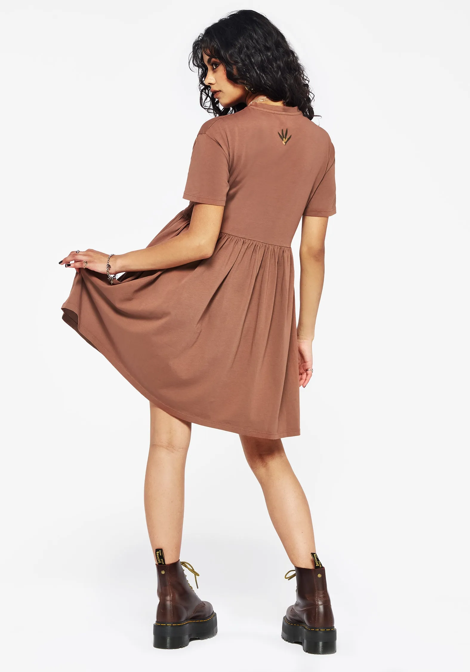 Griffinfly Cotton Embroidered Jersey Mini Skater Dress Party Ready