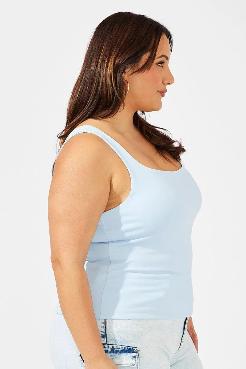 Surf Mood Blue Tank Top Square Neck Supersoft