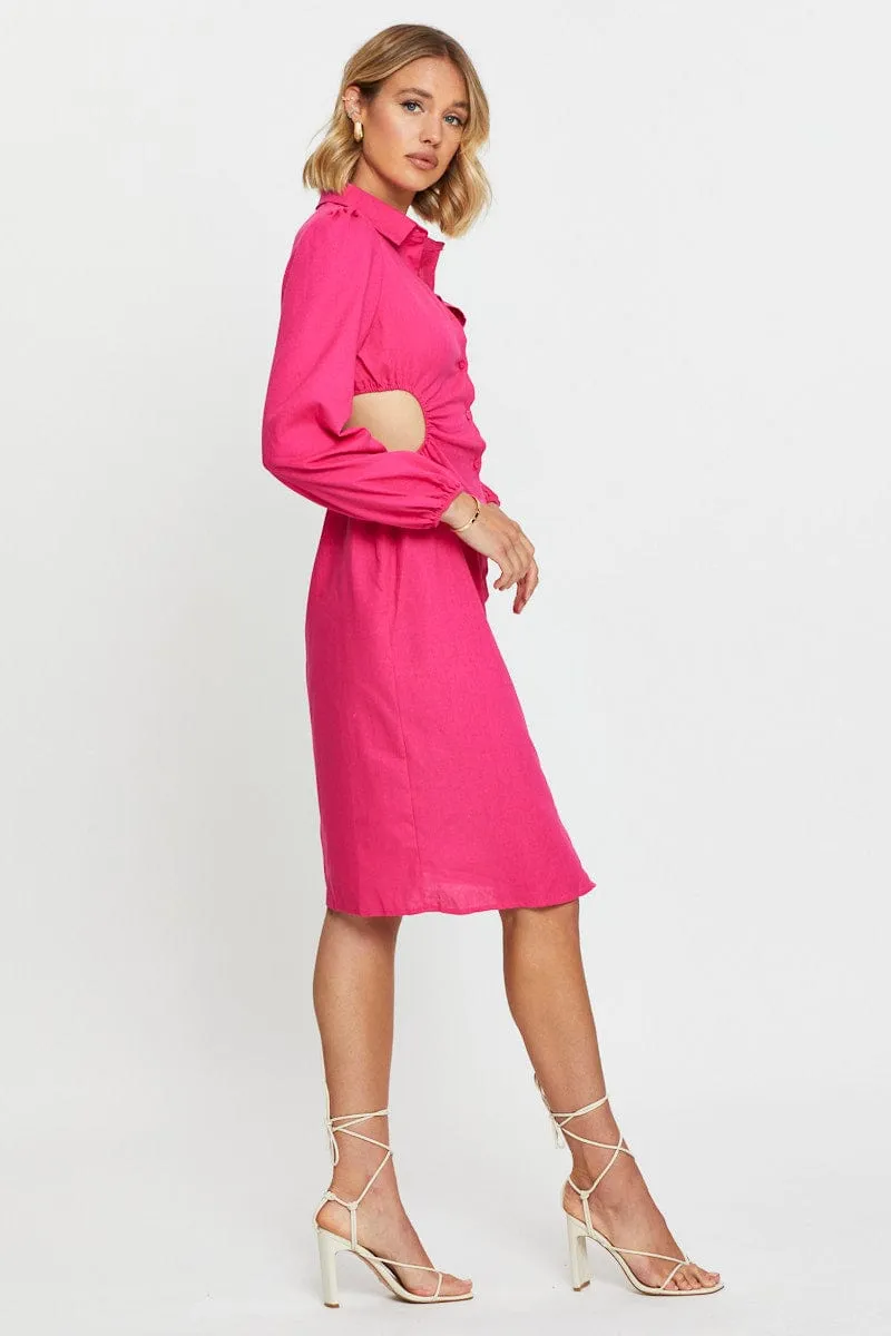 Pink Mini Dress Long Sleeve Ruby Pop Moonlit Shore