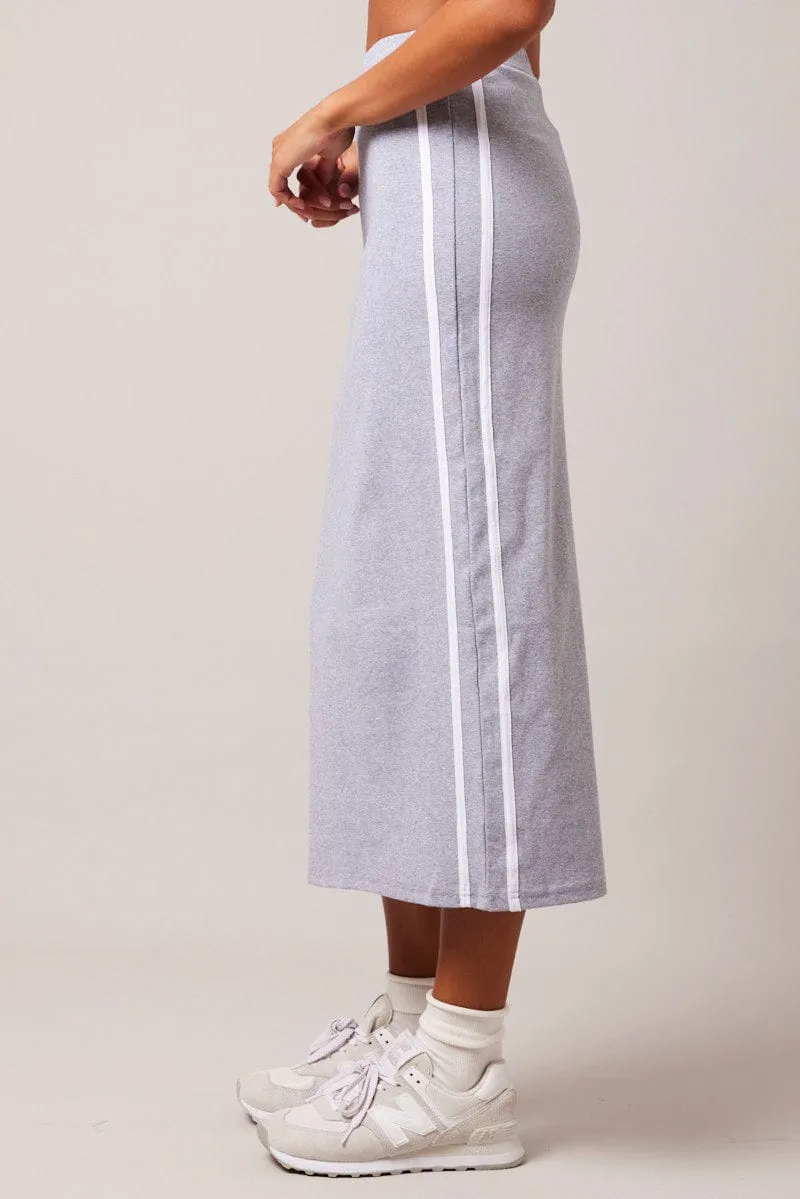 Mood Outfitboard Grey Midi Skirt Side Stripe