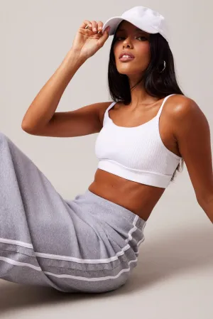 Maxi length Grey Midi Skirt Side Stripe