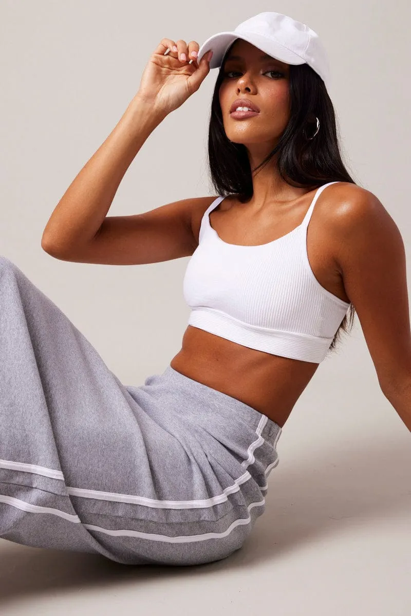 Maxi length Grey Midi Skirt Side Stripe