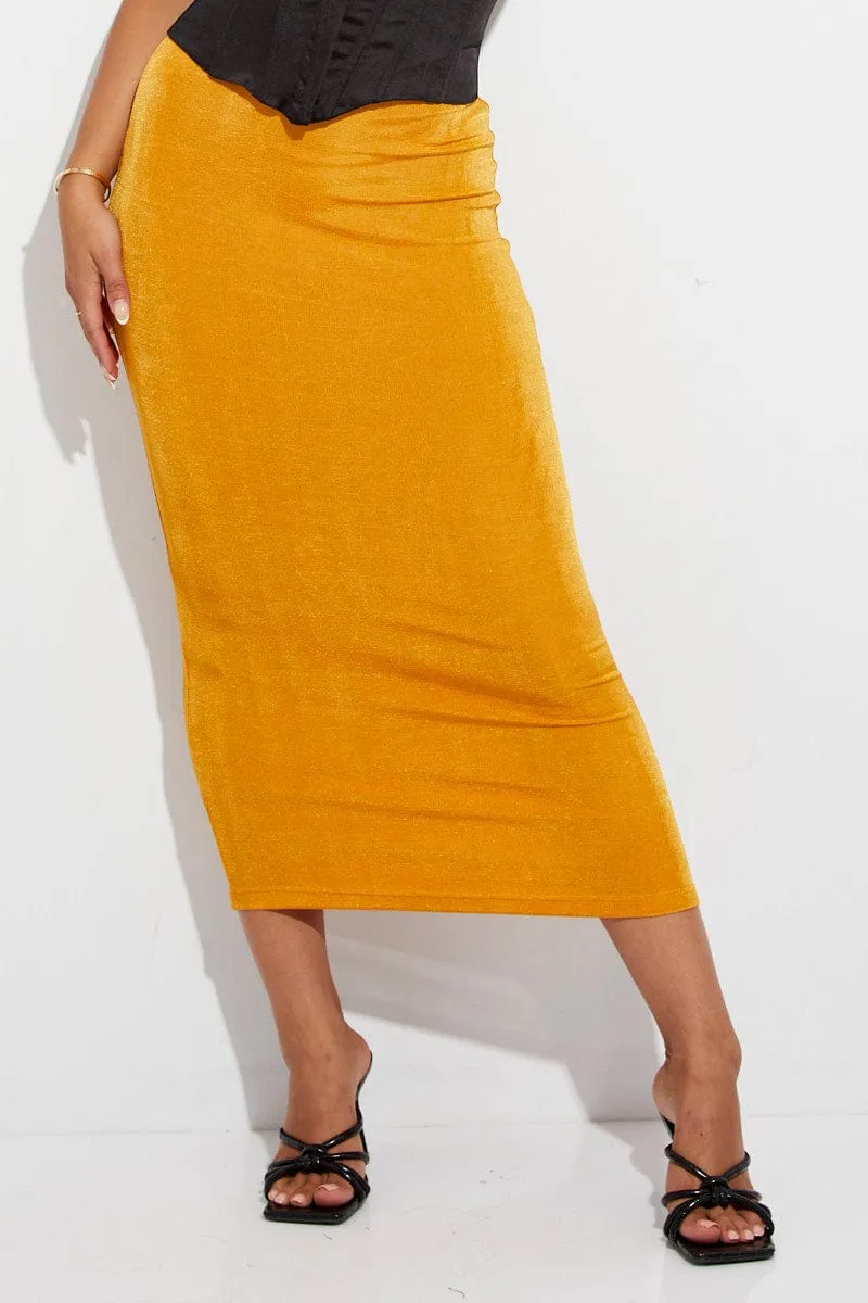 Orange Midi Skirt Bodycon Oversized style Handmade Quality