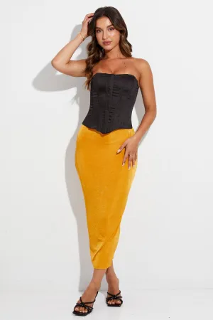 Orange Midi Skirt Bodycon Print Mix
