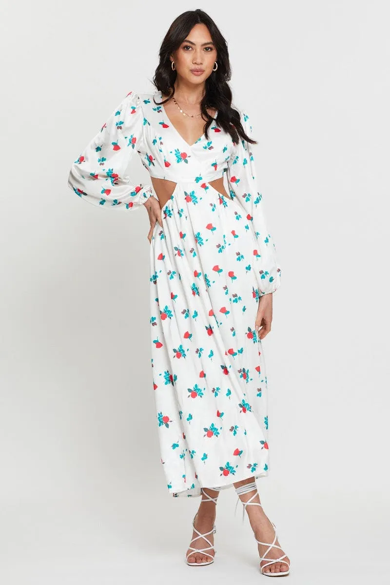 Bridge Walk Print Maxi Dress Long Sleeve