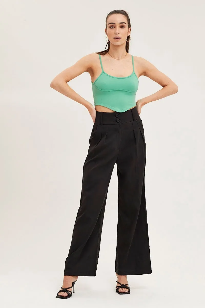 Green Seamless Corset Detail Singlet Top All-Occasion Story Mood