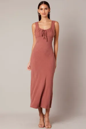 Brown Maxi Dress Sleeveless poolside style