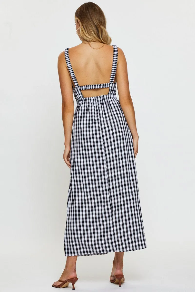 Check Maxi Dress Sleeveless Easy-to-wear long dress