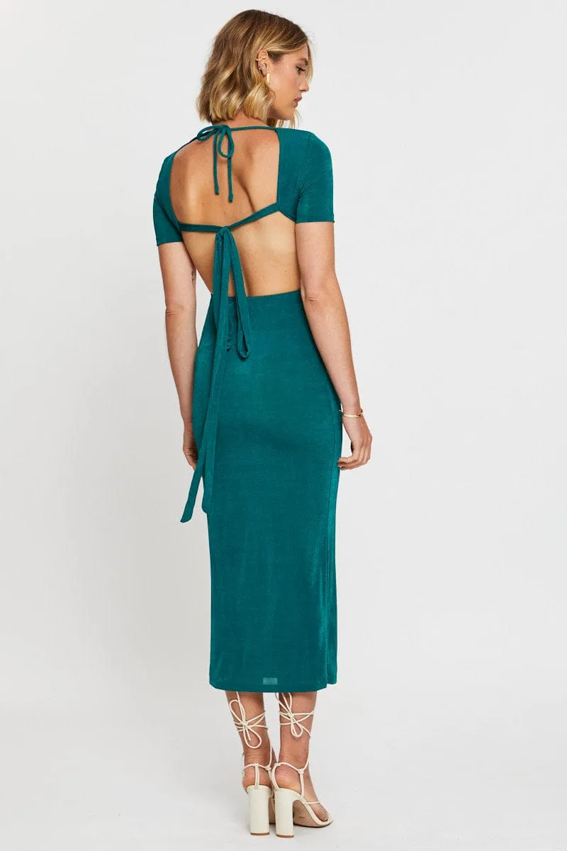 Green Maxi Dress Bodycon Elegant formal maxi Botanic Scene
