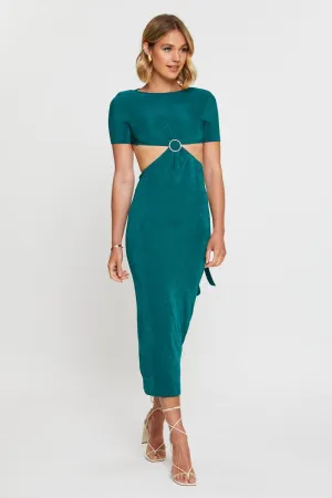 Poetic Move Happy Vibe Green Maxi Dress Bodycon