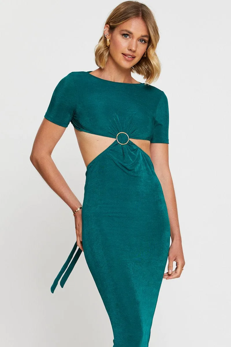 Green Maxi Dress Bodycon Amber Glow