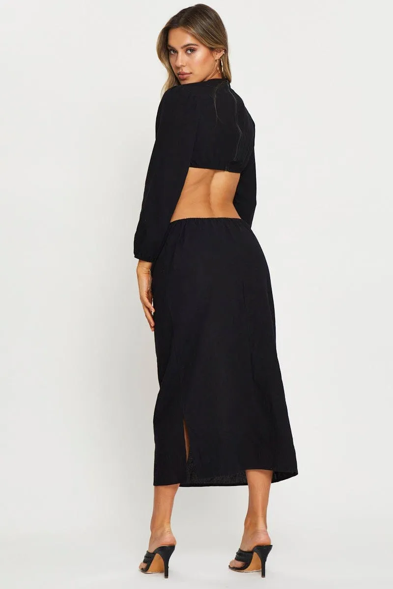 Black Maxi Dress Long Sleeve Stair Glow Coast Path