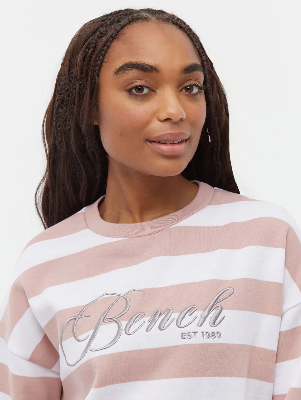 Hanneli Striped Crew Neck Sweatshirt Outdoor Fashion