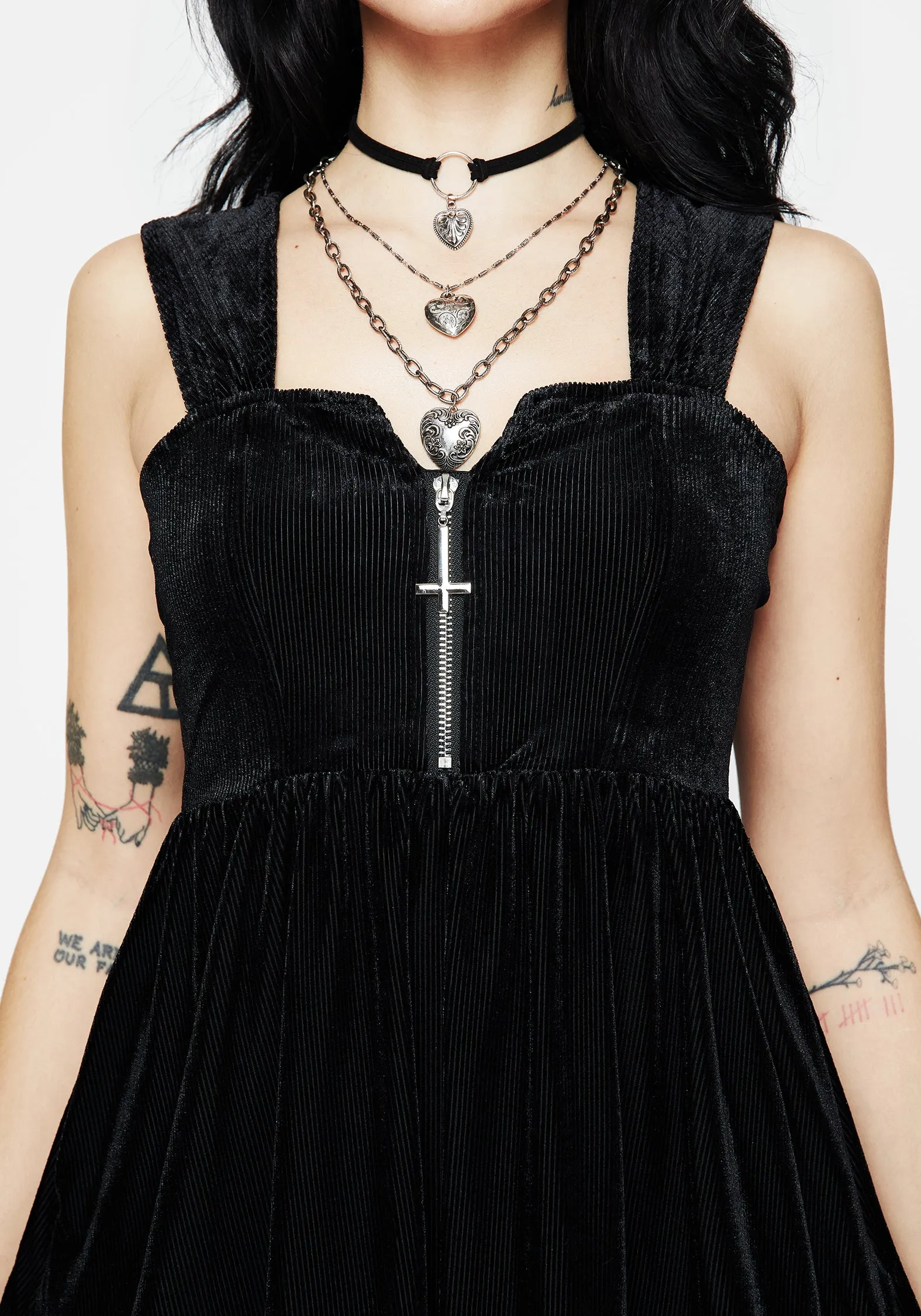 Neon Glow Heartless Zip Front Mini Dress