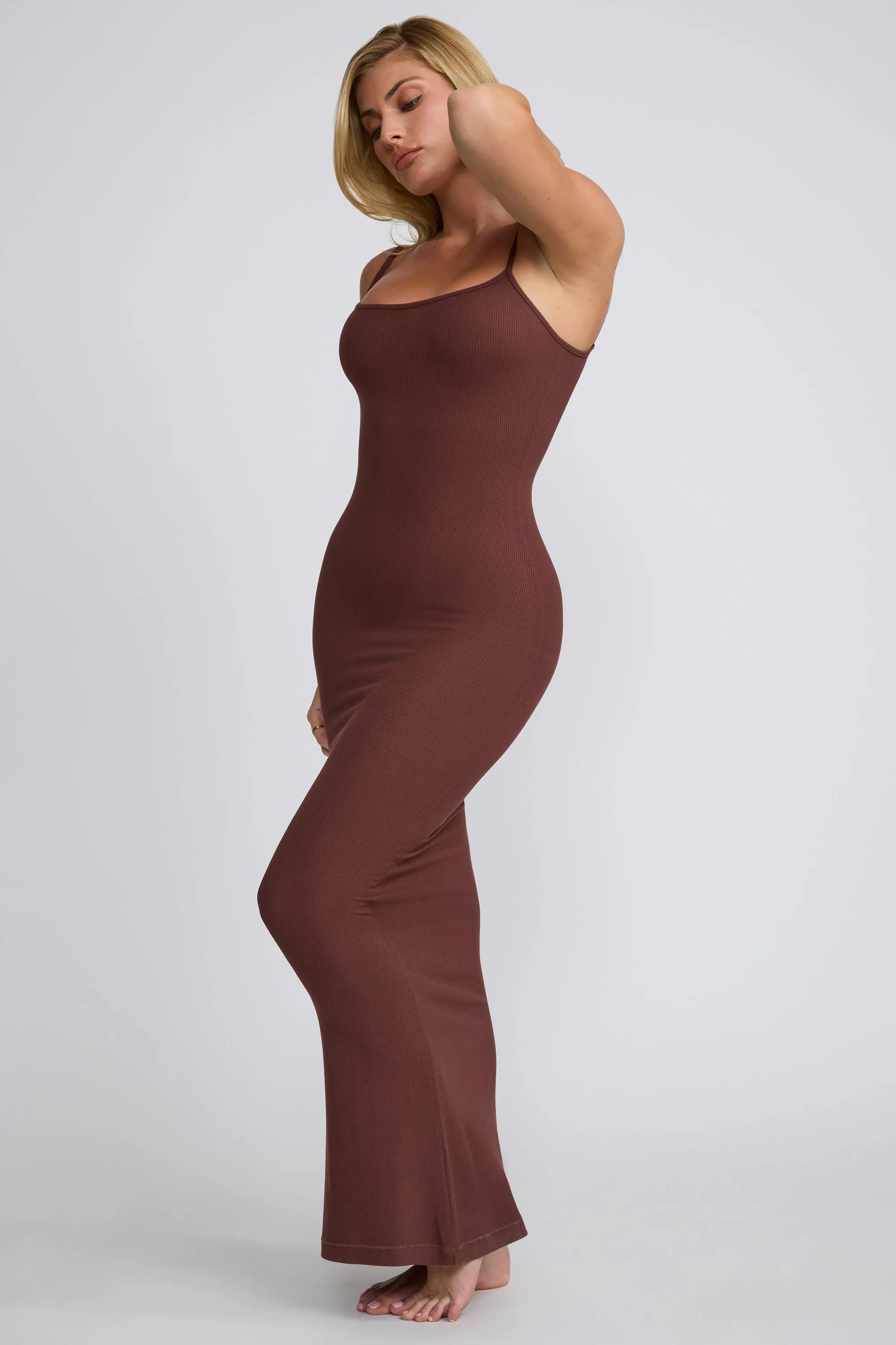 Modal Scoop-Neck Maxi Dress in Chocolate Beach Edge Night Calm