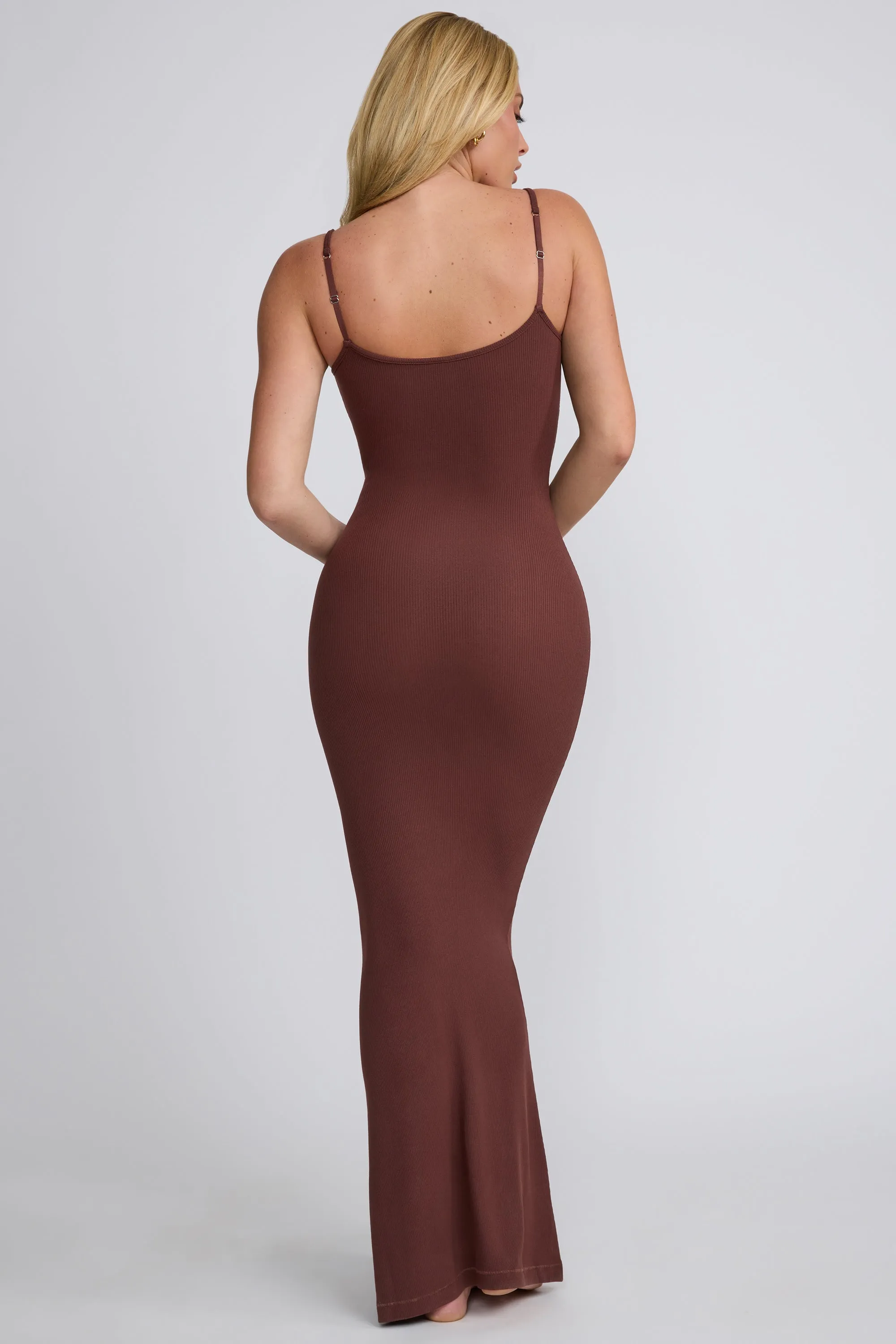 Modal Scoop-Neck Maxi Dress in Chocolate french chic