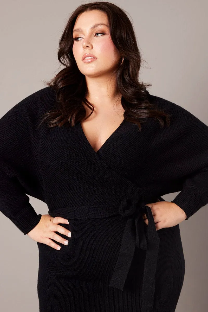 Perfect holiday dress Greek Spirit Black Knit Midi Dress