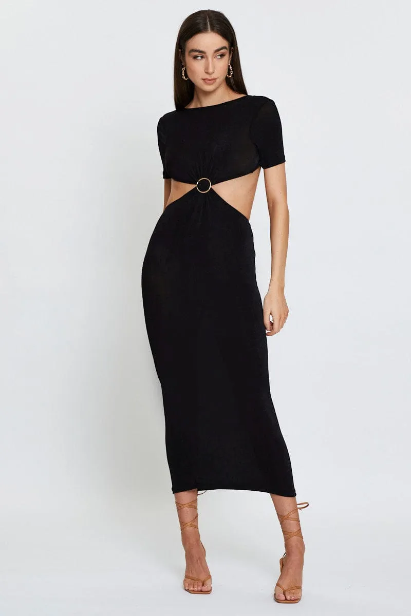 Black Maxi Dress Bodycon embroidery work