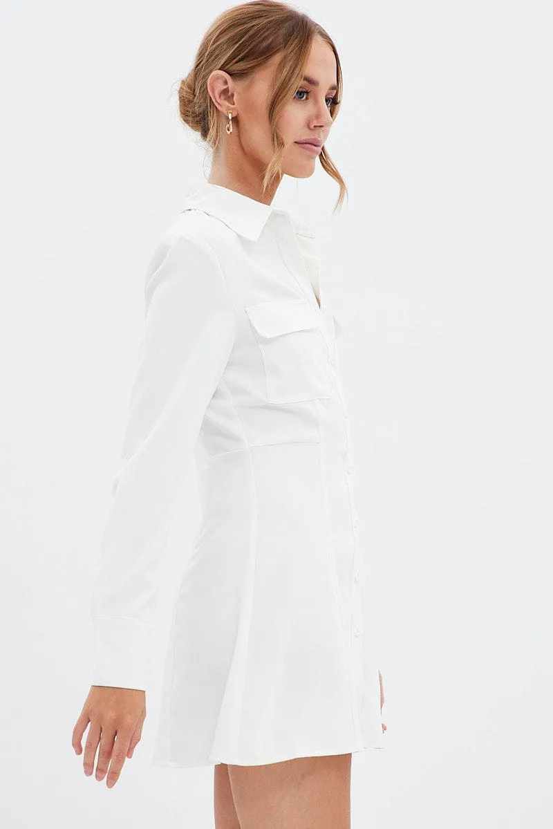 White Shirt Dress Long Sleeve Everyday Wear Quiet Charm