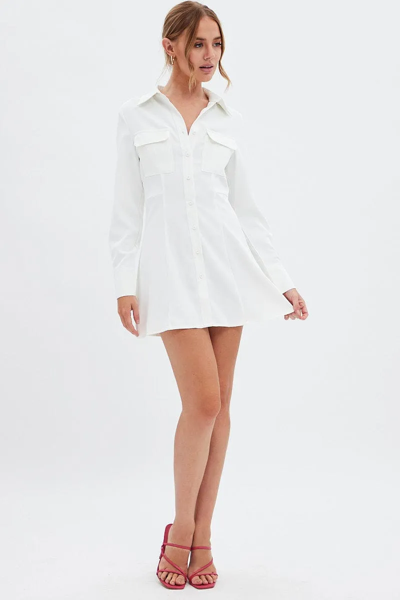 White Shirt Dress Long Sleeve Warm Sweater Easy Style
