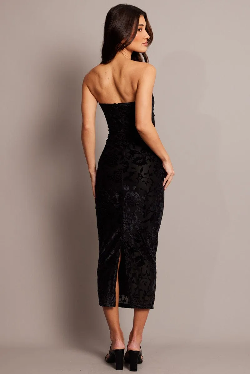 Black Bodycon Dress Burnout EcoCertifiedTextile
