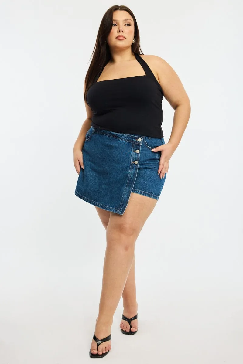 Relaxed Jeans Black Halter Neck Top Supersoft