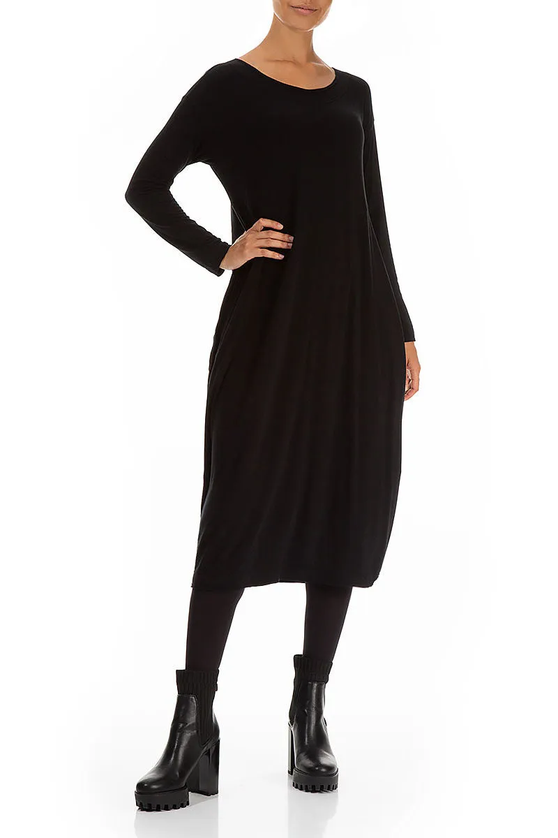 Side Drop Black Cotton Dress SnagFree Surface