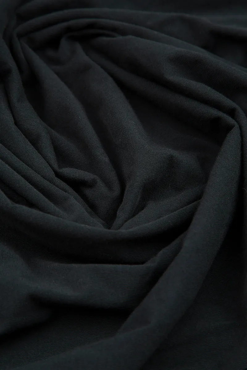 SmoothEdgeTrim Side Drop Black Cotton Dress
