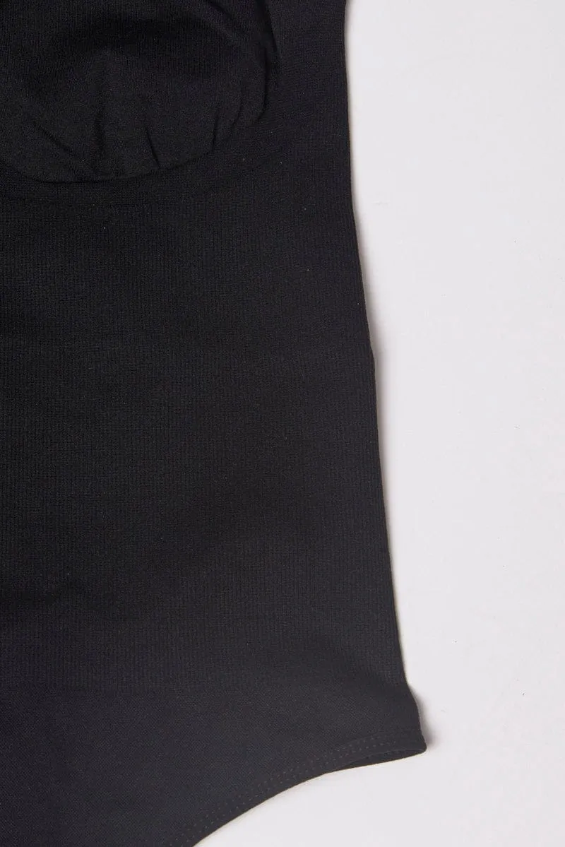 ElasticCuffDesign Black Seamless Backless Sculpting Bodysuit