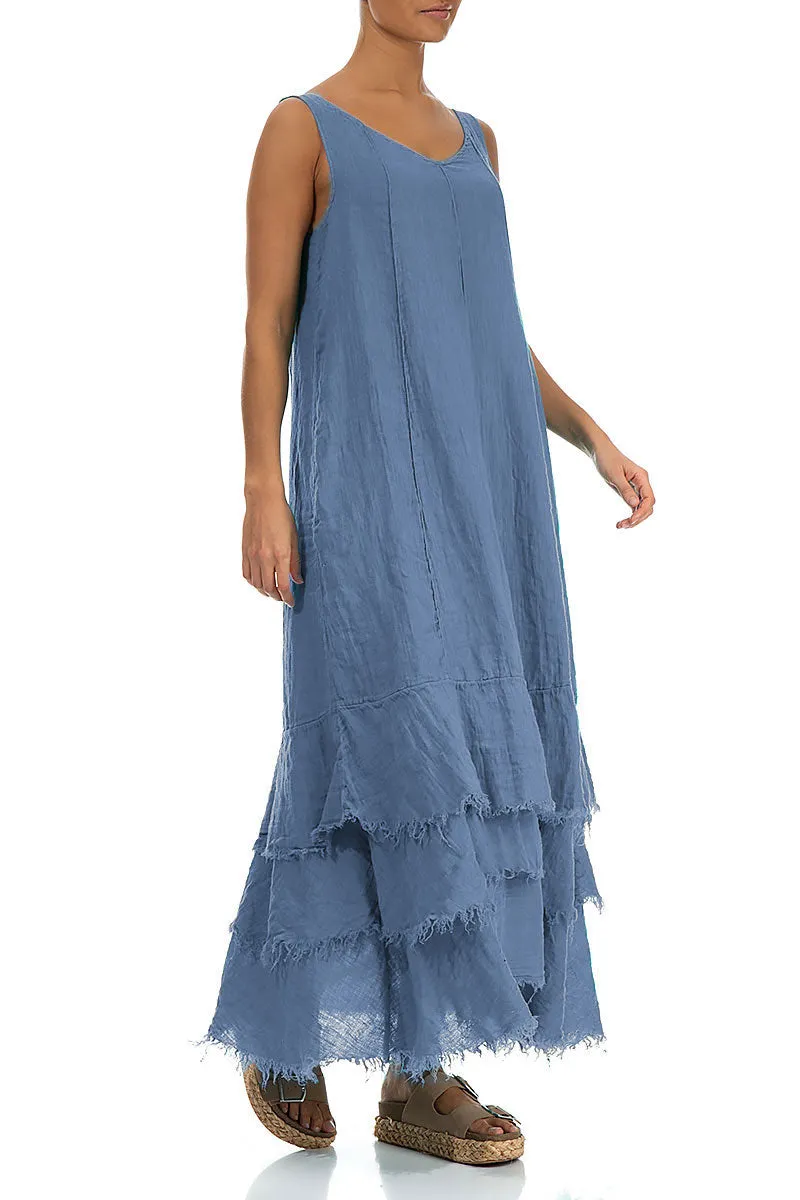 FlexibleCuff Model Glow Maxi Blue Nova Gauze Linen Dress