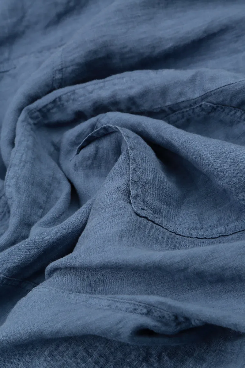 Maxi Blue Nova Gauze Linen Dress QuickDrying Fiber Light Wool