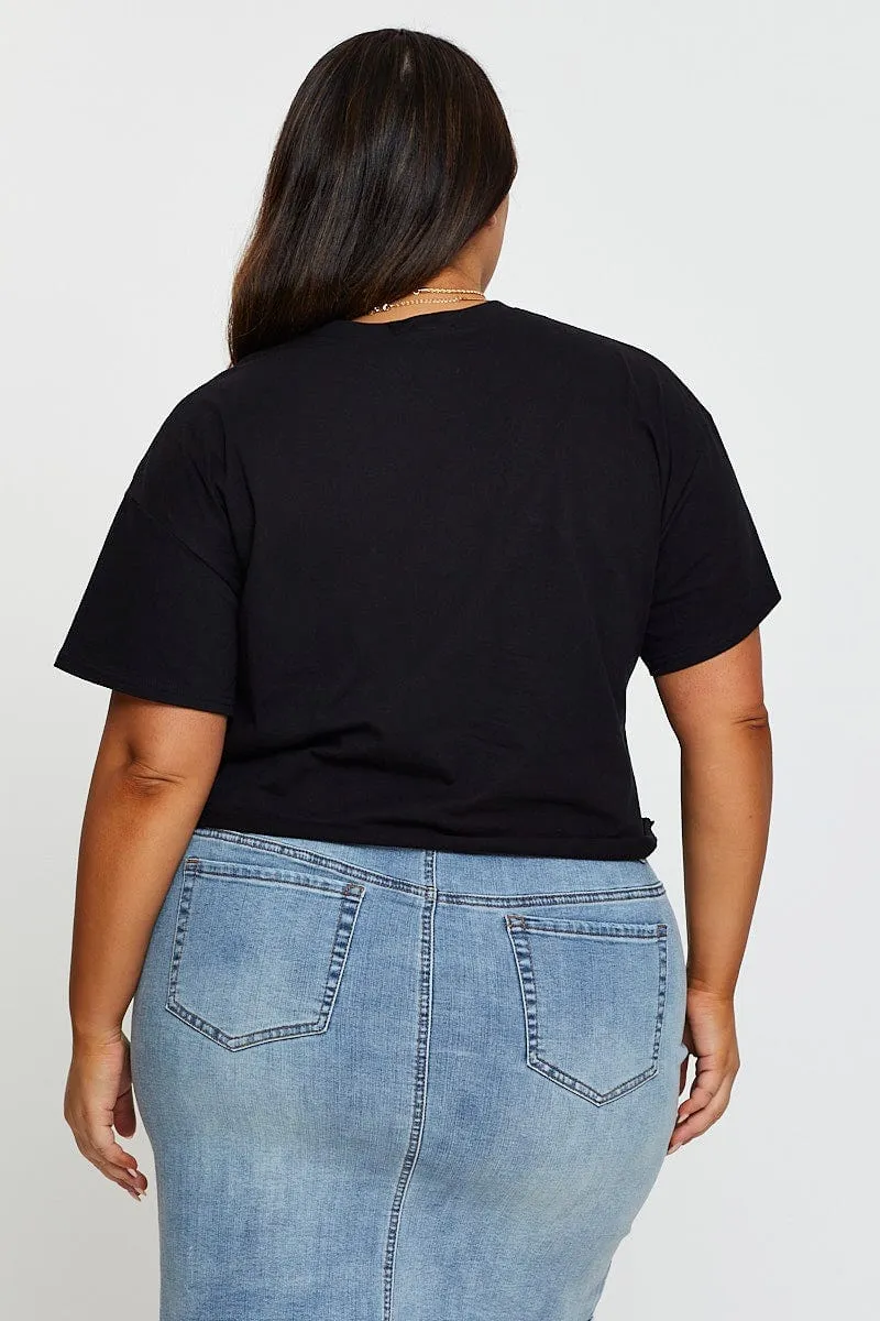 Black Graphic T-shirt New York Crew Neck Short Sleeve Printed design