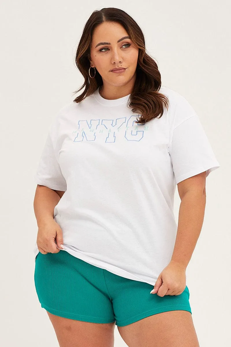 Modern Outfit White Crew Neck Short Sleeve Graphic T-shirt