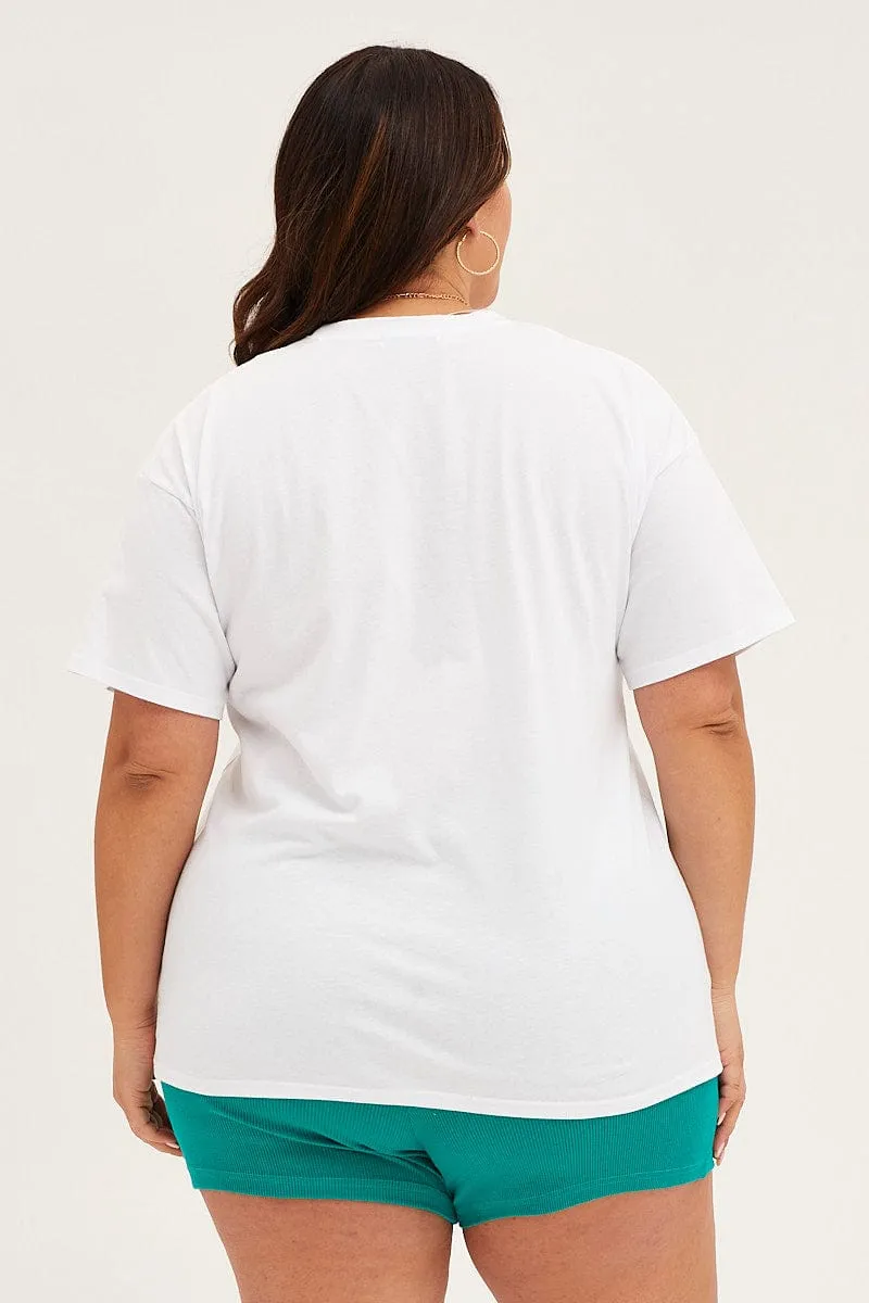 Bohemian freedom Travel Wear White Crew Neck Short Sleeve Graphic T-shirt